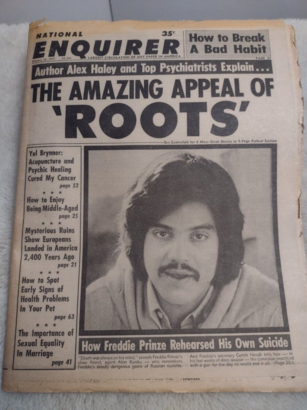 National Enquirer Magazine Feb 1977 Roots Freddie Prinze Suicide Carter America